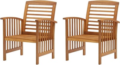 Tuinstoelen set - Buitenstoelen Terras - Ontspannen in de tuin - Massief acaciahout - 2 stuks - Natuurlijk hout