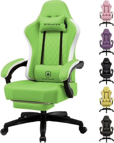 GTPLAYER - Gaming Stoel - Kunstleer met Federsitz en Voetensteun 150kg - Groen