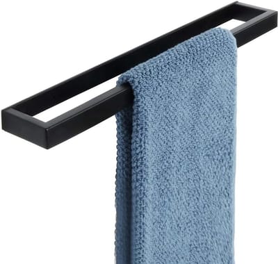 Famanu - Handdoekhouder zwart 40 cm, roestvrij staal SUS304, zonder boren, wandmontage badkamer of keuken