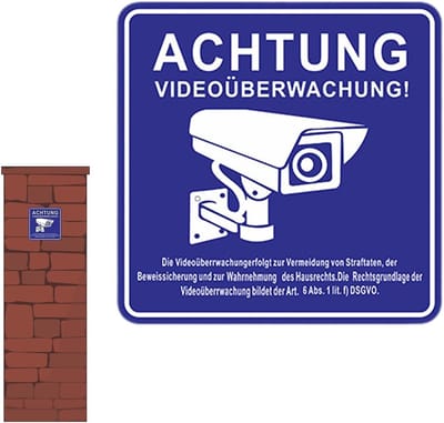 Bewakingsstickers - Cameraborden - Veiligheid Verhoging - UV-bestendig PVC - 14x14 cm - Zwart Wit