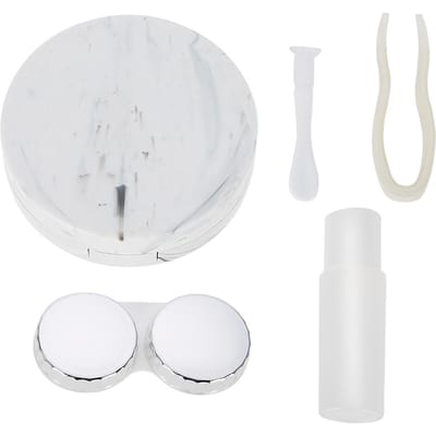 Étui de trempage pour lentilles de contact Portable en plastique motif marbré Kit de soin des yeux Récipient(rouge) blanc