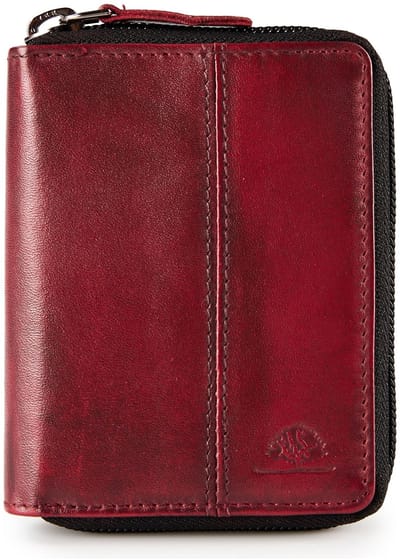 Greenburry Destressed Portemonnee RFID-bescherming Leer 10.5 cm - Unisex, Dames - Staand formaat - deep red