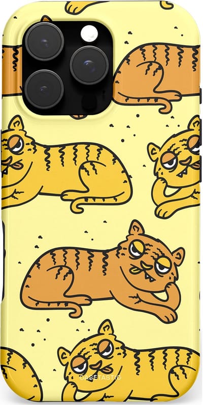 Casetastic hoesje geschikt voor Apple iPhone 16 Pro - MagSafe - Dubbellaagse bescherming - Tijger dromen - Fashion Case - Crème Goud Olijfgroen