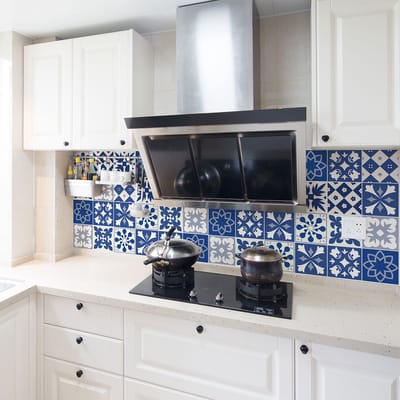 Zelfklevende tegelmuurstickers voor keuken en badkamer - 24 Azulejos Cicolina tegelstickers - 24 stickers 10x10cm