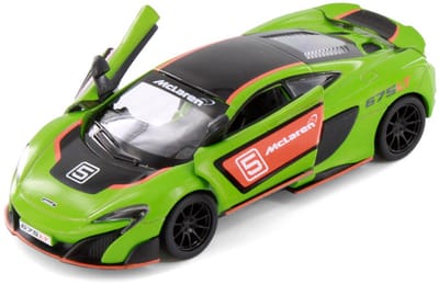 McLaren 675LT - modelauto op schaal 1/36 die cast pull back motor 12 cm Hart Top, Groen - Kinsmart 5392DF/2