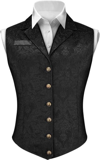 Zwart heren vest voor bruiloften en feesten | V-hals kostuum vest met knoopsluiting | Perfect voor bediening en carnaval