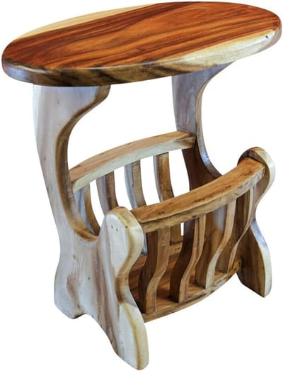 Houten bijzettafel - Nachtkastje - Opbergen - Handgemaakt uniek stuk - 60 x 60 x 36 cm - Natuurlijk