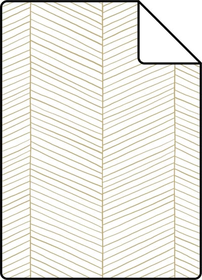 Proefstaal ESTAhome behang visgraat-motief wit en goud - 26.5 x 21 cm - 139135-S