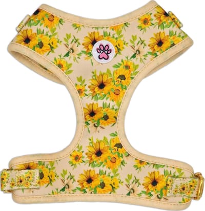 Hondentuigje - Zacht Tuigje / Honden Harnas - Geel - Zonnebloemen - Vincent van Dogh - Paw My God! - Maat XS