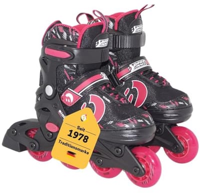 Verstelbare inline skates voor kinderen en volwassenen - Robuuste rolschaatsen met rem in violet en zwart