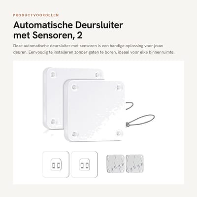 Dailygoods- Deursluiter Automatisch - Deursluiter voor Binnen - Deurdranger - Sensor - Trekkoord - 1200 g Trekkracht - Snelle Installatie - Deursensor