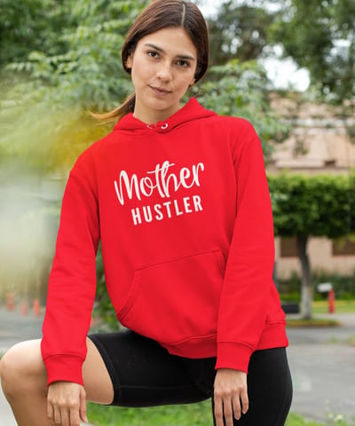 Moederdag Hoodie MOTHER HUSTLER - Kleur Rood | Maat XS | Moederdag Cadeautje Voor Mama's