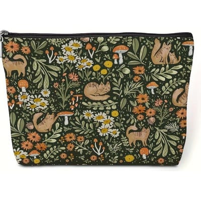 Mode Dier Plant Print Make-up Tas Lichtgewicht Reizen Ritszakje Unisex Cosmetica Organizer Voor Vrouwen groen