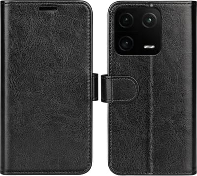 MobyDefend Hoesje - Geschikt voor Xiaomi 13 Pro - Wallet Book Case (Sluiting Achterkant) - Zwart