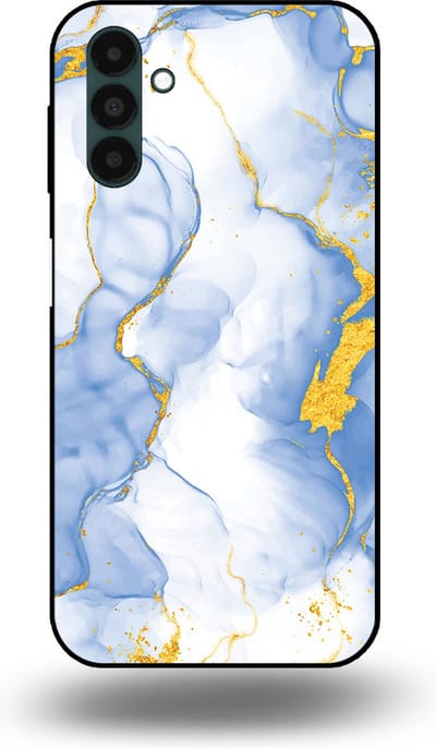 Smartphonica Telefoonhoesje Geschikt voor Samsung Galaxy A13 5G met Lichtblauw Goud Marmer Opdruk - TPU Backcover Case Lightblue Gold Marble Design geschikt voor Samsung Galaxy A13 5G