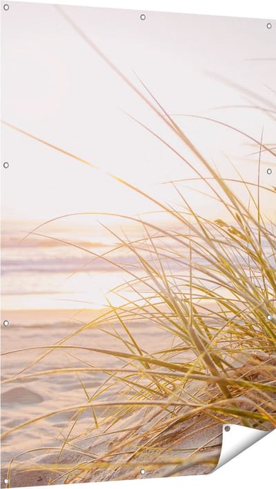 Gards Tuinposter Strand en Duinen tijdens Zonsondergang - 100x150 cm - Tuindoek - Tuindecoratie - Wanddecoratie buiten - Tuinschilderij
