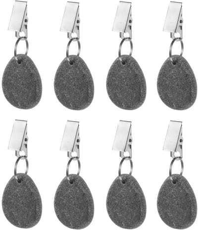 8x Tafelkleedgewichten van Marmer – Druppelvorm met RVS Clip – Stevig & Decoratief – Windvaste Tafelklemmen voor Binnen & Buiten