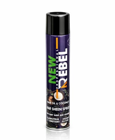 New Rebel Hair Sheen Spray – Glansspray – 400 ml – Met Olijfolie & Kokosolie – Anti-Pluis – Voor Glanzend Haar