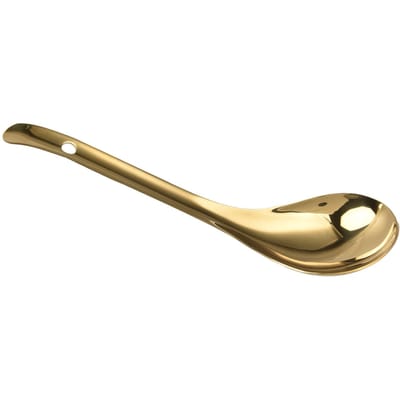 Cuillère à riz en acier inoxydable 304 Cuillère à soupe épaissie Louche à soupe de cuisine plaquée or pour ménage L beige