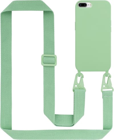 Cadorabo Mobiele telefoon ketting geschikt voor Apple iPhone 7 PLUS / 7S PLUS / 8 PLUS in LIQUID LICHT GROEN - Silicone beschermhoes met lengte verstelbare koord riem