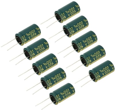 Elektrolytische condensatoren - 100UF 450V 10 stuks voor elektronische projecten - Radiale condensatoren