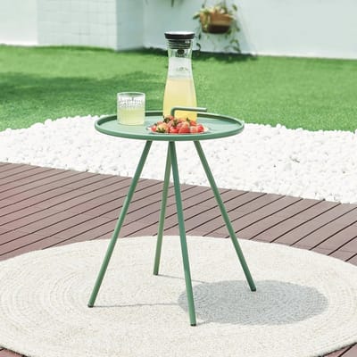 Ronde Salontafel/Bijzettafel Buiten met Draaggreep 55x42 cm - Groen Stalen Balkontafel