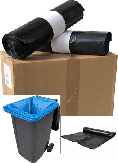 3x Containerzakken 240 Liter - 65/25x140cm 70 my zwart - 3 Rol à10 Stuks