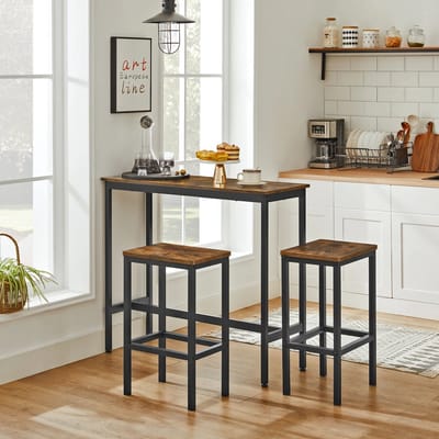 Jessi Store - Bartafel met barstoelen - Bartafels - Bar tafel - Barkruk - Industrieel - Keuken en woonkamer - 100x40x90cm