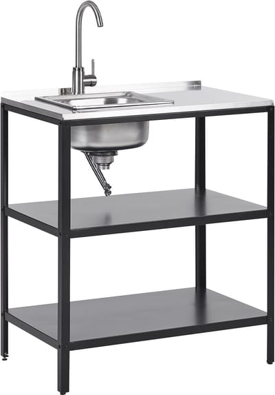 VILAMA - Buitenkeuken met spoelbak - Zwart - 80x50x92 cm - Staal