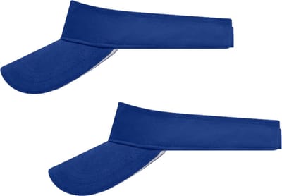 Set van 2x stuks zonneklep kobalt blauw/wit uni kleuren 47 cm - zonnehoedjes voor volwassenen