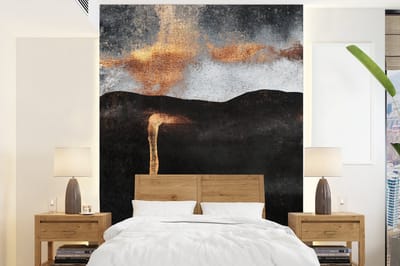 Behang - Fotobehang Abstract - Gold - Chic - Zwart - Grijs - Breedte 160 cm x hoogte 220 cm