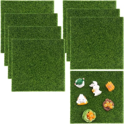 Kunstgras Tegels - Miniatuur Gras - Modelbouw Decoratie - Zachte Vlokken Textuur - 15x15 cm Set - Groen