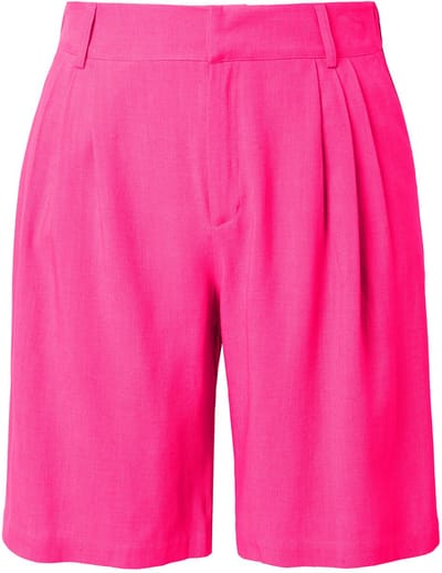 Studio Untold - Dames - Linnenmix bermuda wijde pijpen elastische tailleband - Neon roze - Maat 56