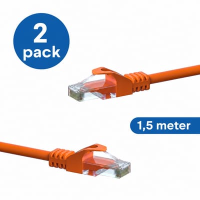 Danicom CAT6 UTP patchkabel - 1,50 meter oranje - CCA - 2 stuks - netwerkkabel - internetkabel - UTP kabel - RJ45 - 1000 mbit/s