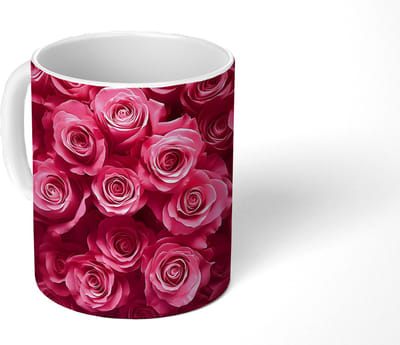 Mok - Koffiemok - Rozen - Pink - Bloem - Mokken - 350 ML - Beker - Koffiemokken - Theemok