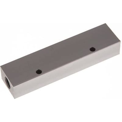 2xG 1/4'' x 4xG 1/8'' Aluminium Verdeelblok Eenzijdig 16 Bar - FL2-F-A-014G-018G-4MS