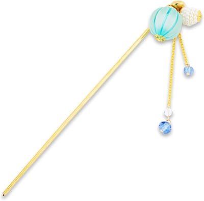Japanse Haarspeld met Hangende Kralen voor Knotjes - Stijlvolle Kanzashi Haarpin