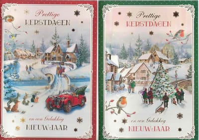 10 Kerstkaarten - handgemaakte kerstkaarten - wenskaart - set van 10 - luxe kerstkaarten - nostalgische kerstkaarten - kerst en nieuwjaarskaarten - prettige kerstdagen - fijne kerstdagen
