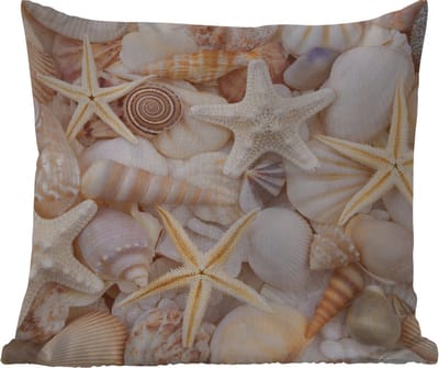 Tuinkussen - Zeesterren - Schelpen - Strand - Zomer - 40x40 cm - Weerbestendig