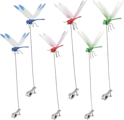 Libelle Tuindecoratie - Insecten Clips - Tuin Aankleden - 3D Handgeschilderd - 6 Stuks 25cm - Meerkleurig