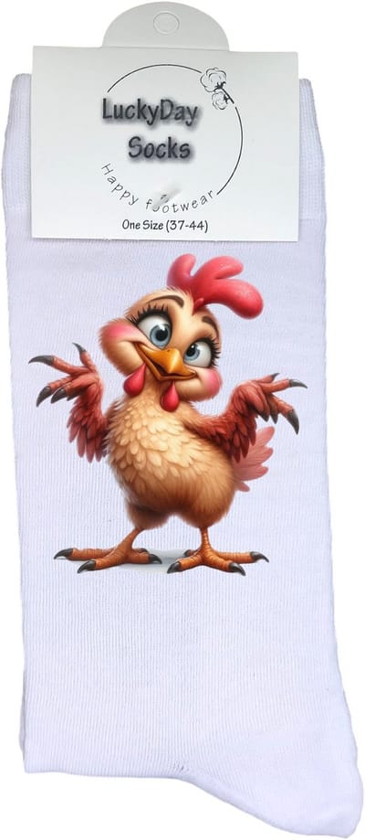 Kip - Valentijns Cadeau - Grappige sokken - Leuke sokken - Hem Haar sokken - Vrolijke sokken - Sint cadeau - Vaderdag - Moederdag - Verjaardag cadeau - Kerst cadeau - Vogel - Dieren - Leuk Cadeau - Print sokken - Socks maken Happy - 37-44