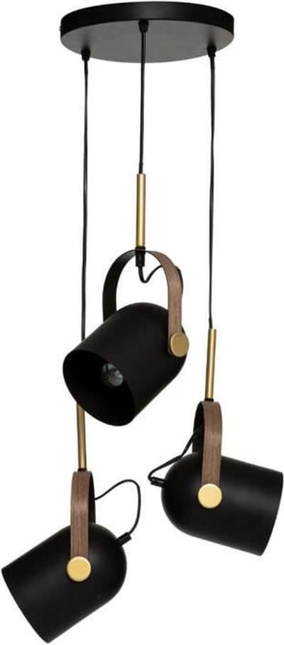 Industriële hanglamp ▪ 3 lichts ▪ Zwart & Goud ▪ Draadlamp ▪ Hanglamp eetkamer ▪ Lamp woonkamer ▪ Industrieel ▪ Landelijk ▪ Modern