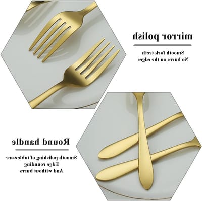 Set van 12 Gouden Dessertforks van RVS - Ideaal voor Taarten, Fruit en Desserts - 14 cm Lange Vorken