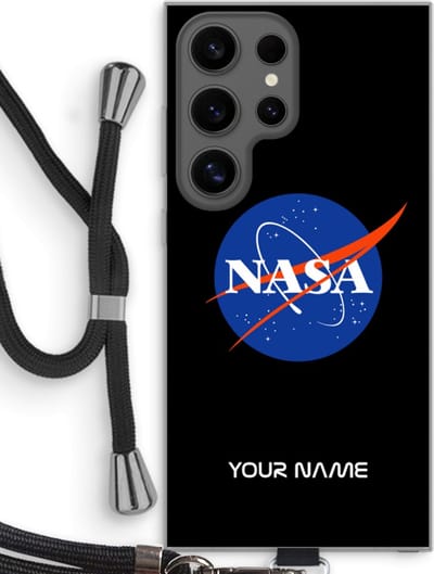 Gepersonaliseerd - Case Company® - Hoesje met koord geschikt voor Samsung Galaxy S24 Ultra hoesje met Koord - NASA - Telefoonhoesje met Zwart Koord - Bescherming aan alle Kanten en Over de Schermrand
