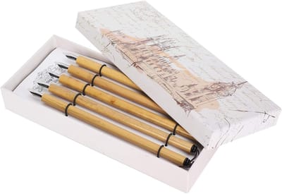 Set van 5 Comic Dip Pennen met Houten Handvat - Handgemaakte Tekenpennen voor Manga, Stripboeken en Calligrafie