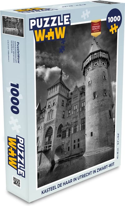 Puzzel Kasteel de Haar in Utrecht in zwart-wit - Legpuzzel - Puzzel 1000 stukjes volwassenen