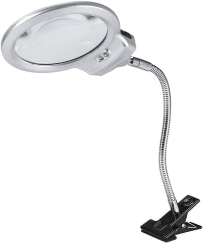 Vergrootglas met licht - Bureauvergrootglas LED - Klus en hobby - Verstelbare klem - 46cm armlengte - Zwart