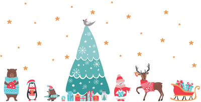 Vrolijke dieren kerststickers - Zelfklevende kerststickers - Feestelijke decoraties - 45x30cm
