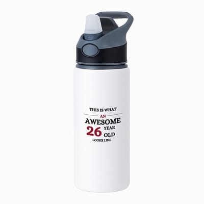 Hacebo® - This is what an awesome 26 year old looks like waterfles met rietje zwart - iemand die 26 jaar is geworden - de jarige - verjaardagscadeau - kado - geschenk - gift - leuke verjaardagscadeau - felicitatie - water fles - 650ML