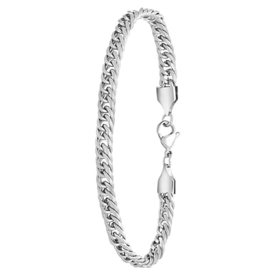 Lucardi Heren Armband gourmet - Staal - Armband - Vaderdag Cadeautje - 19 cm - Zilverkleurig